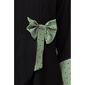 Polka dotted asymmetrical dress abaya- Green-Black Polka dotted asymmetrical dress abaya- Green-Black